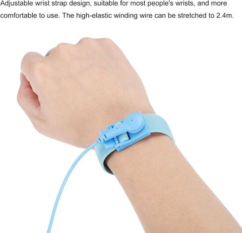 MECCANIXITY 2Pcs ESD Corded Anti Static Wrist Strap 6.6ft 2 Plug PU Adjustable Antistatic Bracelet Set Wired for Computer Electronics Repair Black in Saudi Arabia