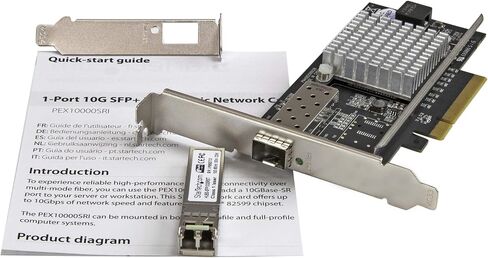 بطاقة شبكة StarTech.com 10G - 1x 10G Open SFP + موصل ألياف LC متعدد الأوضاع - شريحة Intel 82599 - بطاقة Gigabit Ethernet (PEX10000SRI)، أسود in Saudi Arabia