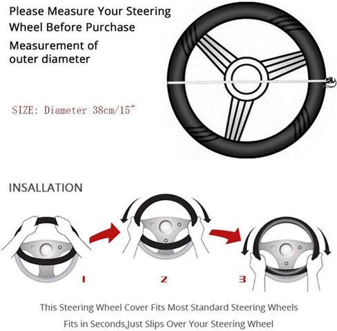 Fluffy Steering Wheel Cover Set,3pcs Set Winter Warm Furry Steering Wheel Cover&Handbrake Cover&Gear Shift Cover Set Faux Wool Uinversal Plush Non-Slip Car Interior Accessories-14.96"(38cm) (Pink) in Saudi Arabia