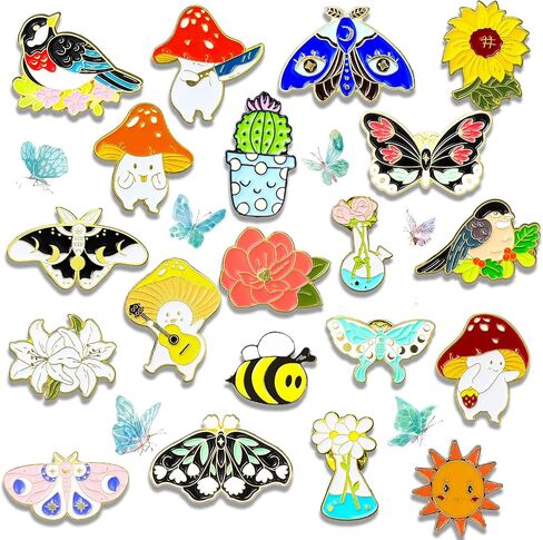 20 Pcs Cute Pins Set Backpacks Back to School Gifts Cartoon Pins Bulk Kawaii Butterfly Lapel Brooches Lanyard Pins Christmas Aesthetic Women Gifts Pins for Backpack Hats Clothes in Saudi Arabia