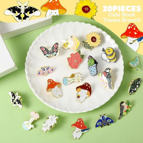 20 Pcs Cute Pins Set Backpacks Back to School Gifts Cartoon Pins Bulk Kawaii Butterfly Lapel Brooches Lanyard Pins Christmas Aesthetic Women Gifts Pins for Backpack Hats Clothes in Saudi Arabia