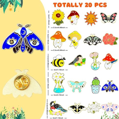 20 Pcs Cute Pins Set Backpacks Back to School Gifts Cartoon Pins Bulk Kawaii Butterfly Lapel Brooches Lanyard Pins Christmas Aesthetic Women Gifts Pins for Backpack Hats Clothes in Saudi Arabia