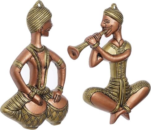 مجموعة من قطعتين من الموسيقيين معلقة على الحائط معدنية باللونين البني والذهبي in Kuwait