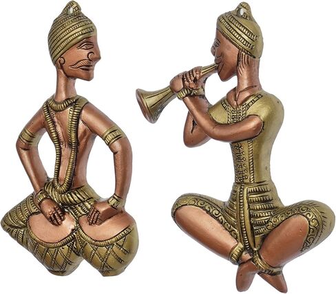 مجموعة من قطعتين من الموسيقيين معلقة على الحائط معدنية باللونين البني والذهبي in Kuwait