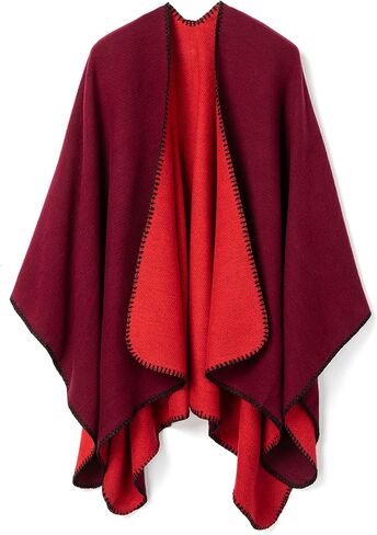 Women's Solid Color Shawl Wrap Open Front Poncho Cape, Warm Winter Cardigan Sweaters Pashmina Shawl in Saudi Arabia