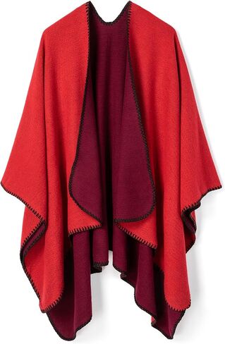 Women's Solid Color Shawl Wrap Open Front Poncho Cape, Warm Winter Cardigan Sweaters Pashmina Shawl in Saudi Arabia