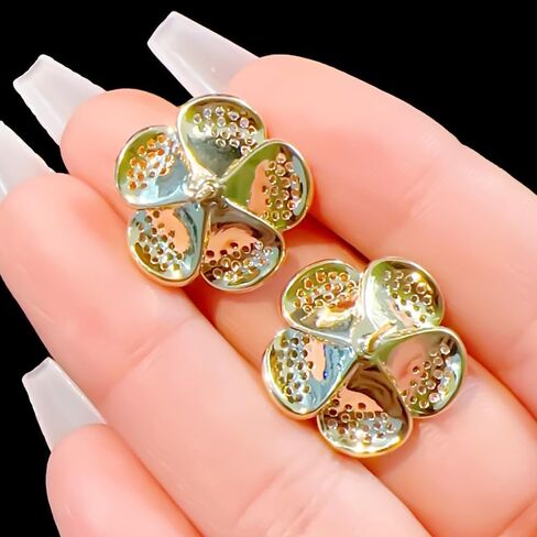 Kokoma Colorful Crystal Flower Stud Earrings for Women Girls Sterling Silver Post 14K Gold Plated Elegant Floral Statement Earrings Wedding Studs in Saudi Arabia