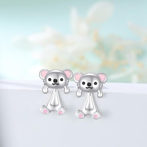 كوالا أقراط S925 الفضة الاسترليني كوالا أقراط الحيوان للنساء الفتيات أقراط ثلاثية الأبعاد كوالا مجوهرات هدايا عيد ميلاد in Kuwait