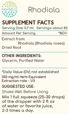 Rhodiola B60 Alcohol-Free Herbal Extract Tincture, Concentrated Liquid Drops Natural Rhodiola (Rhodiola Rosea) Dried Root (2 fl oz) in Kuwait