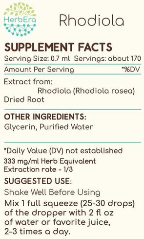 Rhodiola B60 Alcohol-Free Herbal Extract Tincture, Concentrated Liquid Drops Natural Rhodiola (Rhodiola Rosea) Dried Root (2 fl oz) in Kuwait