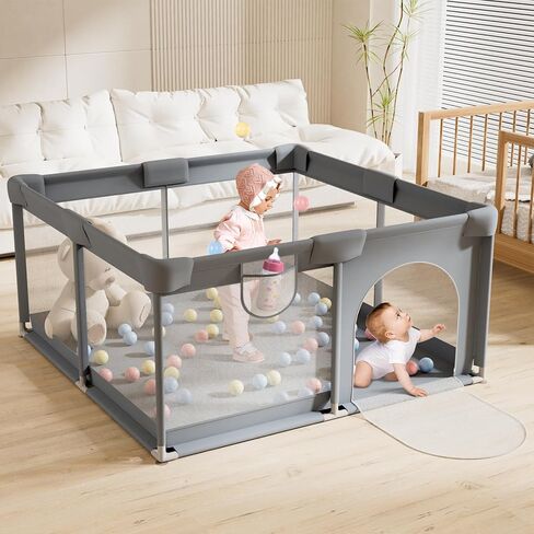 TOHIFER Baby Playpen: ساحة لعب كبيرة للأطفال الصغار، خالية من مادة BPA، غير سامة، آمنة ولا توجد فجوات في ساحة اللعب للأطفال، سياج للأطفال في الداخل والخارج، مقاس 51 بوصة × 51 بوصة × 26.8 بوصة in Kuwait