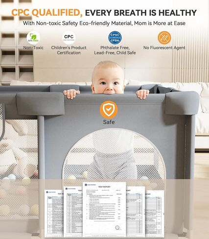 TOHIFER Baby Playpen: ساحة لعب كبيرة للأطفال الصغار، خالية من مادة BPA، غير سامة، آمنة ولا توجد فجوات في ساحة اللعب للأطفال، سياج للأطفال في الداخل والخارج، مقاس 51 بوصة × 51 بوصة × 26.8 بوصة in Kuwait