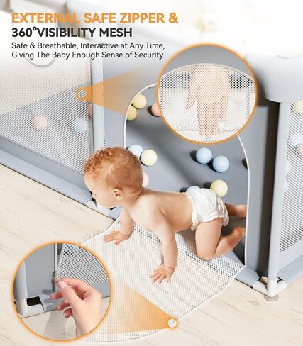 TOHIFER Baby Playpen: ساحة لعب كبيرة للأطفال الصغار، خالية من مادة BPA، غير سامة، آمنة ولا توجد فجوات في ساحة اللعب للأطفال، سياج للأطفال في الداخل والخارج، مقاس 51 بوصة × 51 بوصة × 26.8 بوصة in Kuwait