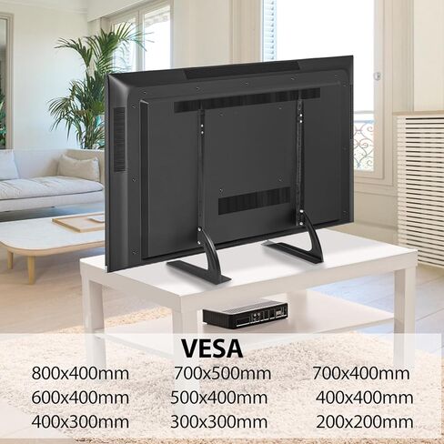 حامل تلفزيون، سطح طاولة حامل تلفزيون عالمي لشاشات تلفزيون بلازما LCD مسطحة مقاس 32 إلى 75 بوصة، وأرجل تلفزيون، يحمل ما يصل إلى 88 رطلًا، بحد أقصى 800 × 400 مم، قاعدة تلفزيون بديلة قابلة لضبط الارتفاع in Kuwait