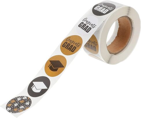 NOLITOY 500 قطعة من ملصقات قبعة التخرج، ملصقات ملصقات التخرج، ملصقات التخرج من رقائق معدنية، ملصقات لاصقة مستديرة لختم صندوق هدايا التخرج in Kuwait