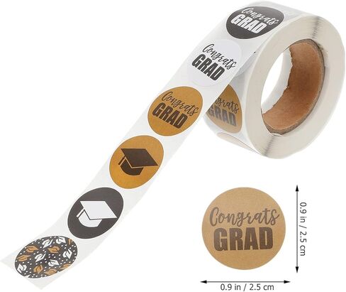 NOLITOY 500 قطعة من ملصقات قبعة التخرج، ملصقات ملصقات التخرج، ملصقات التخرج من رقائق معدنية، ملصقات لاصقة مستديرة لختم صندوق هدايا التخرج in Kuwait