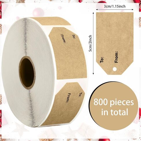 800 Pieces to and from Stickers Thanksgiving Kraft Tags Sticker Brown Holiday Present Stickers for Christmas Wedding Birthday Anniversaries Presents Packing and Sealing in Saudi Arabia