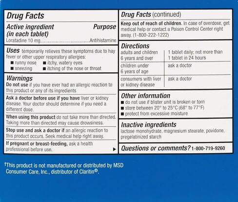 Leader 24 Hour Allergy Relief, Loratadine 10mg Tablets, Non-Drowsy, Antihistamine, Indoor and Outdoor, Counteract Allergy, 70 Tablets in Saudi Arabia