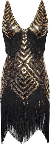 BABEYOND Women's 1920s Plus Flapper Dress Plus Size V Neck Slip Dress Roaring 20s Dress for Party in Saudi Arabia