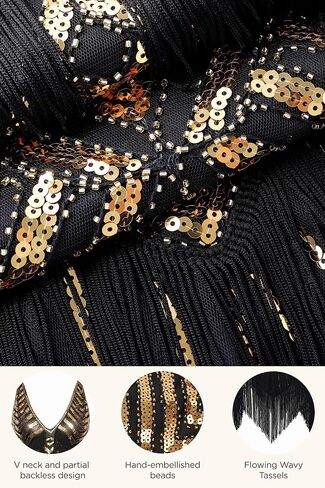 BABEYOND Women's 1920s Plus Flapper Dress Plus Size V Neck Slip Dress Roaring 20s Dress for Party in Saudi Arabia