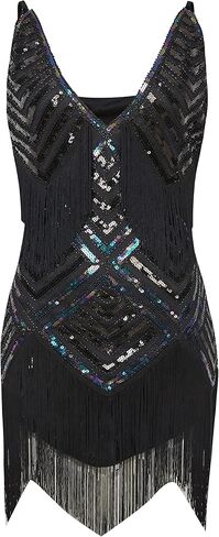 BABEYOND Women's 1920s Plus Flapper Dress Plus Size V Neck Slip Dress Roaring 20s Dress for Party in Saudi Arabia