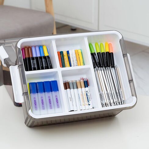 Citylife 17 QT Plastic Storage Box with Removable Tray Craft Organizers and Storage Clear Storage Container for Organizing Bead, Tool, Sewing, Playdoh, Grey in Saudi Arabia