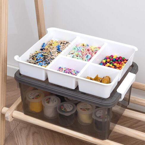 Citylife 17 QT Plastic Storage Box with Removable Tray Craft Organizers and Storage Clear Storage Container for Organizing Bead, Tool, Sewing, Playdoh, Grey in Saudi Arabia