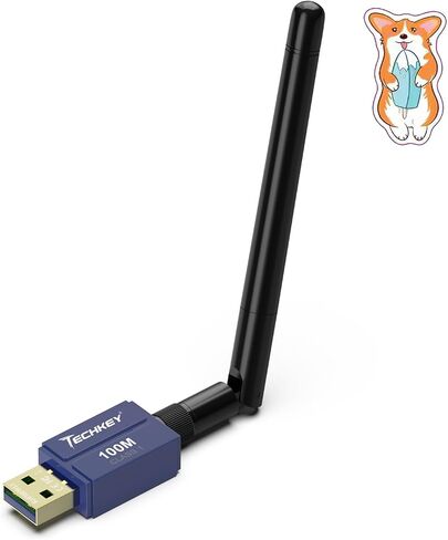 محول بلوتوث طويل المدى لأجهزة الكمبيوتر المكتبية، Techkey 5.3+EDR V14 USB محول بلوتوث، فئة 1 دونجل بلوتوث لاسلكي يدعم Windows11/10/8.1-Yale Blue in Saudi Arabia