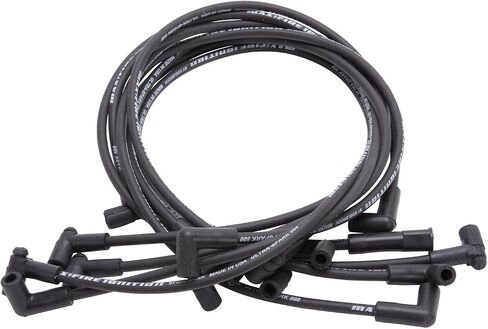 Edelbrock 22703 Spark Plug Wire Set SBC 78-86 V8 HEI 500 ohm Resistance Black (Set of 8) in Saudi Arabia