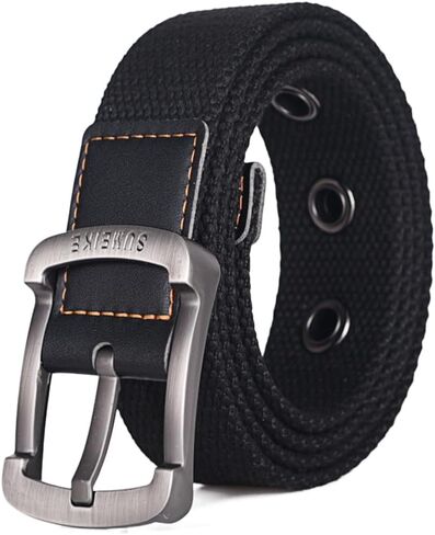 Rustless Zinc Alloy Pin Buckle Webbed Canvas Belts for Men and Women Durable Casual Jeans Belt 12 Holes in Saudi Arabia