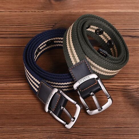 Rustless Zinc Alloy Pin Buckle Webbed Canvas Belts for Men and Women Durable Casual Jeans Belt 12 Holes in Saudi Arabia