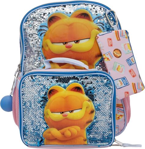 ابتكارات AI ACCESSORY INNOVATIONS مجموعة حقيبة ظهر Hello Kitty My Melody مكونة من 5 قطع، حقيبة مدرسية Kawaii Flip Sequin Anime للفتيات مع جيب أمامي بسحاب، وردي in Kuwait