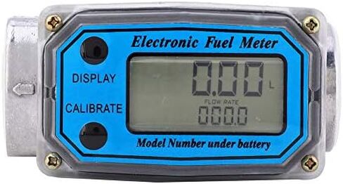 Fuel Flowmeter Turbine Flowmeter Gasoline Kerosene Fuel Flow Meter 25-150L / Min with Digital LCD Display 1-Inch FNPT Inlet/Outlet(Blue) in Saudi Arabia