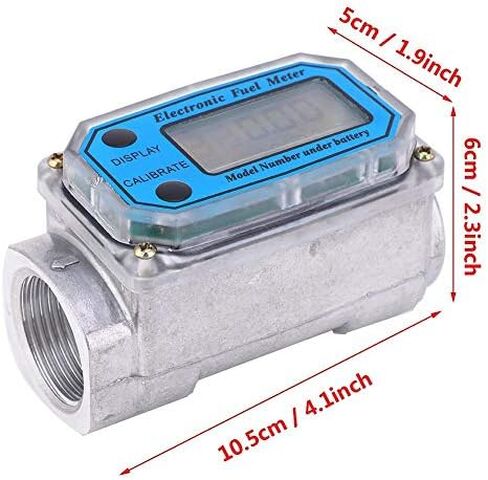 Fuel Flowmeter Turbine Flowmeter Gasoline Kerosene Fuel Flow Meter 25-150L / Min with Digital LCD Display 1-Inch FNPT Inlet/Outlet(Blue) in Saudi Arabia