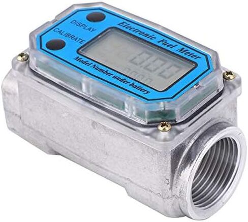 Fuel Flowmeter Turbine Flowmeter Gasoline Kerosene Fuel Flow Meter 25-150L / Min with Digital LCD Display 1-Inch FNPT Inlet/Outlet(Blue) in Saudi Arabia