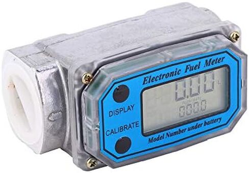 Fuel Flowmeter Turbine Flowmeter Gasoline Kerosene Fuel Flow Meter 25-150L / Min with Digital LCD Display 1-Inch FNPT Inlet/Outlet(Blue) in Saudi Arabia