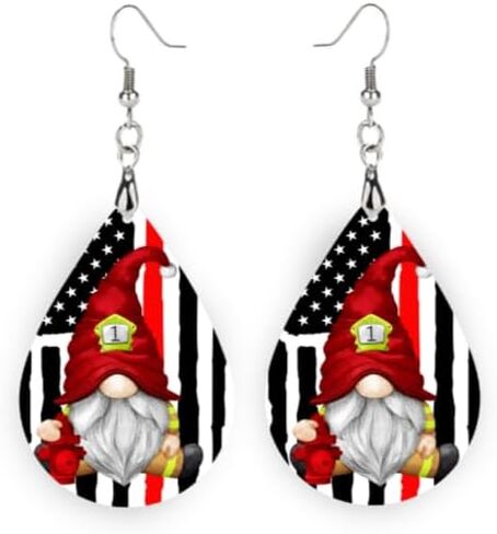 Fire Fighter Thin Red Line Earrings, Paramedics and First Responders Jewelry, Fire Dept Jewelry for Her, Fire Wife (Thin Red Line) in Saudi Arabia