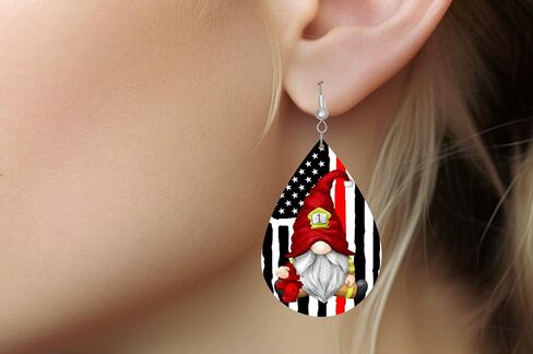 Fire Fighter Thin Red Line Earrings, Paramedics and First Responders Jewelry, Fire Dept Jewelry for Her, Fire Wife (Thin Red Line) in Saudi Arabia