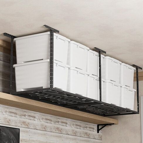 رف تخزين المرآب العلوي 4 × 8، سعة الوزن 750 رطل، رفوف تخزين مثبتة على السقف قابلة للتعديل، نظام تنظيم تخزين المرآب المعدني الثقيل in Kuwait