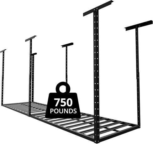 رف تخزين المرآب العلوي 4 × 8، سعة الوزن 750 رطل، رفوف تخزين مثبتة على السقف قابلة للتعديل، نظام تنظيم تخزين المرآب المعدني الثقيل in Kuwait