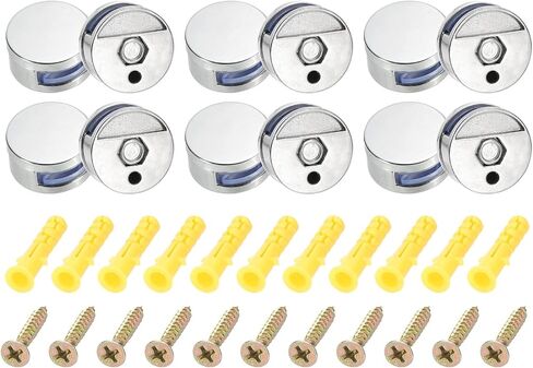 Mirror Clip, 6Pcs Mirror Floating Glass Clips for 5-8mm Thick, Bathroom Mirror Clips for Frameless Mirror, Mirrors Bracket Holder Walls Fixed Fitting (27mm Silver) in Saudi Arabia