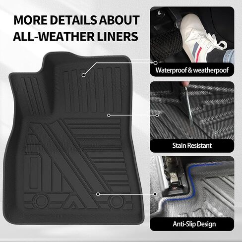 Tesla Model 3 Floor Mats - All-Weather Floor Mats for Tesla Model 3 2021 2022, Custom Fit TPE Cargo Liner Rear Cargo Tray Model 3 Anti-Slip Trunk Mats, Tesla Model 3 Accessories （Set of 6pcs in Saudi Arabia