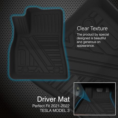 Tesla Model 3 Floor Mats - All-Weather Floor Mats for Tesla Model 3 2021 2022, Custom Fit TPE Cargo Liner Rear Cargo Tray Model 3 Anti-Slip Trunk Mats, Tesla Model 3 Accessories （Set of 6pcs in Kuwait