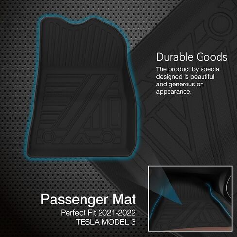 Tesla Model 3 Floor Mats - All-Weather Floor Mats for Tesla Model 3 2021 2022, Custom Fit TPE Cargo Liner Rear Cargo Tray Model 3 Anti-Slip Trunk Mats, Tesla Model 3 Accessories （Set of 6pcs in Kuwait