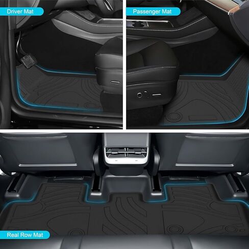 Tesla Model 3 Floor Mats - All-Weather Floor Mats for Tesla Model 3 2021 2022, Custom Fit TPE Cargo Liner Rear Cargo Tray Model 3 Anti-Slip Trunk Mats, Tesla Model 3 Accessories （Set of 6pcs in Kuwait