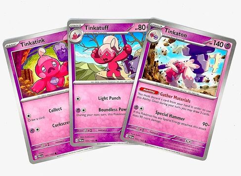 Tinkatink Tinkatuff Tinkaton- Paldea Evolved - Non Holo Build & Battle - Pokemon Card Set - 3 Card Lot - 100/193-105/193 in Saudi Arabia