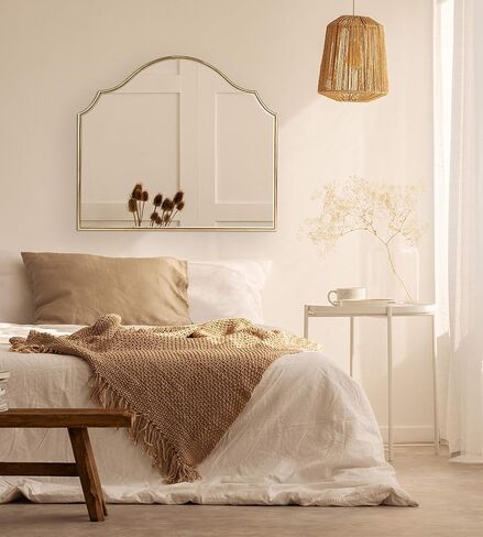 Kate and Laurel Leanna Glam Horizontal Wall Mirror, 27.5 x 31.5, Gold, Sophisticated Large Mirror for Wall in Saudi Arabia