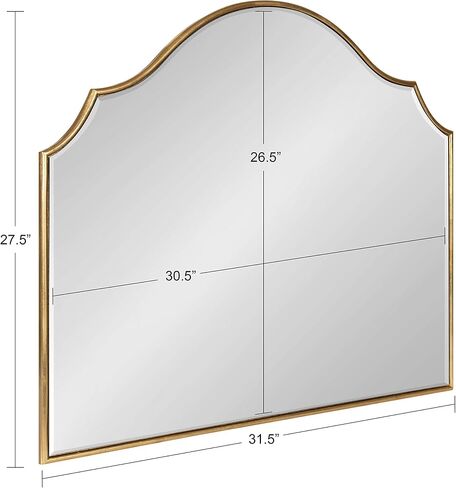 Kate and Laurel Leanna Glam Horizontal Wall Mirror, 27.5 x 31.5, Gold, Sophisticated Large Mirror for Wall in Saudi Arabia