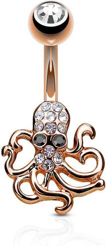 FIFTH CUE 14G Crystal Paved Octopus 316L Surgical Steel Naval Belly Button Ring in Saudi Arabia