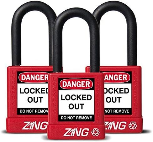 Zing Green Products 7062 RecycLock Safety Padlock Keyed Alike, 1.5 Inch Shackle, 1.75 Inch Body, Red, 3 Pack in Saudi Arabia